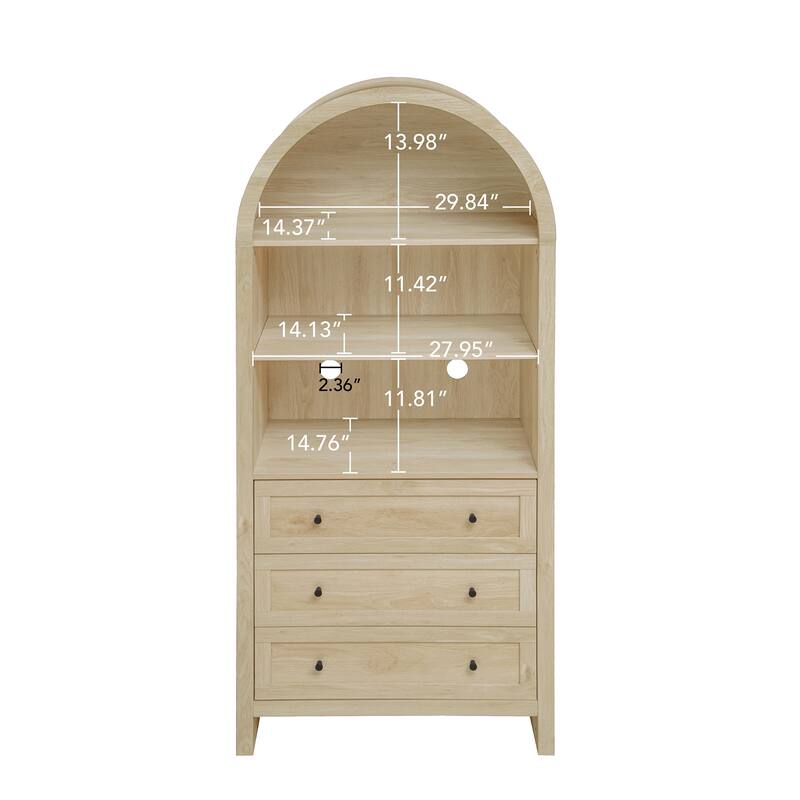 GDFStudio - Modern Farmhouse Arched Storage Cabinet with Drawers and Shelves