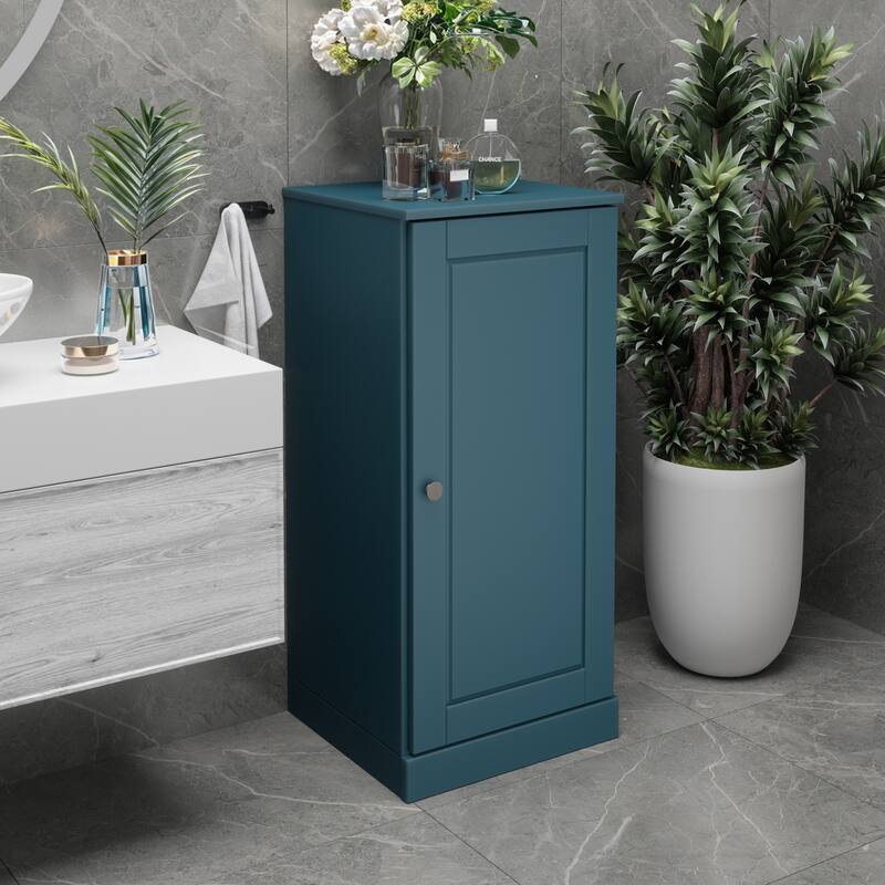 Palace Imports Solid Wood Bathroom Storage Cabinet, Raised Panel Door, Adjustable Shelves - Teal Blue
