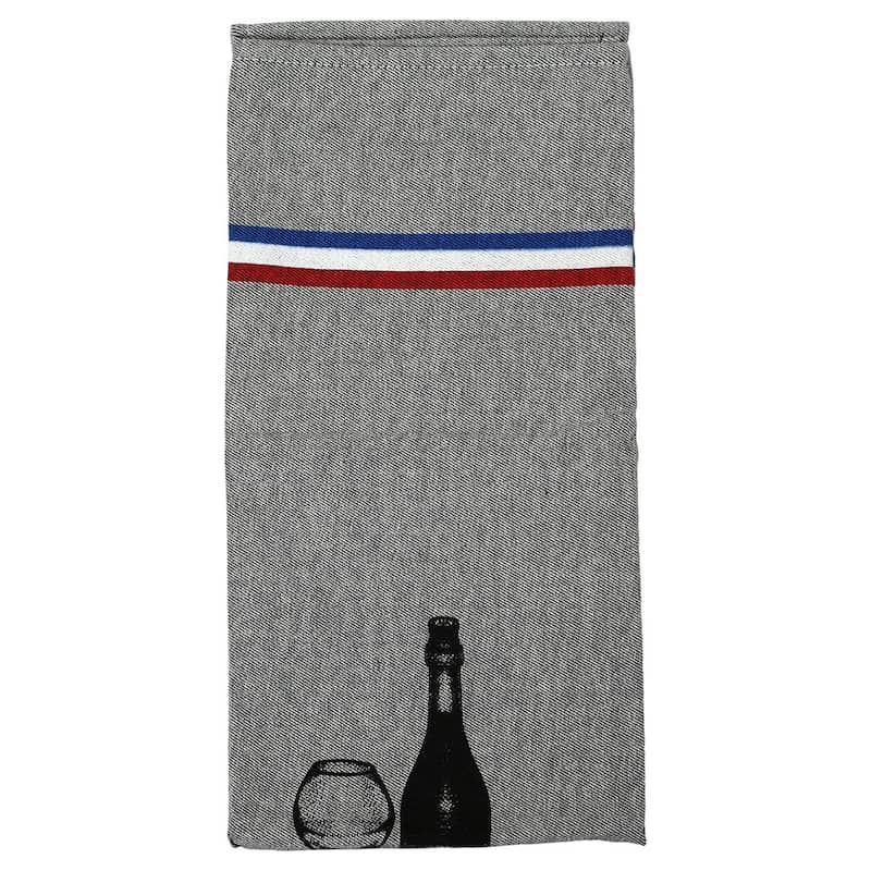 Chef's French Culinary Cotton Kitchen Towel - 28x20 Inch - Wine & Delicacies Design for Gourmet Kitchens - 28"L x 20"W x 0.1"H