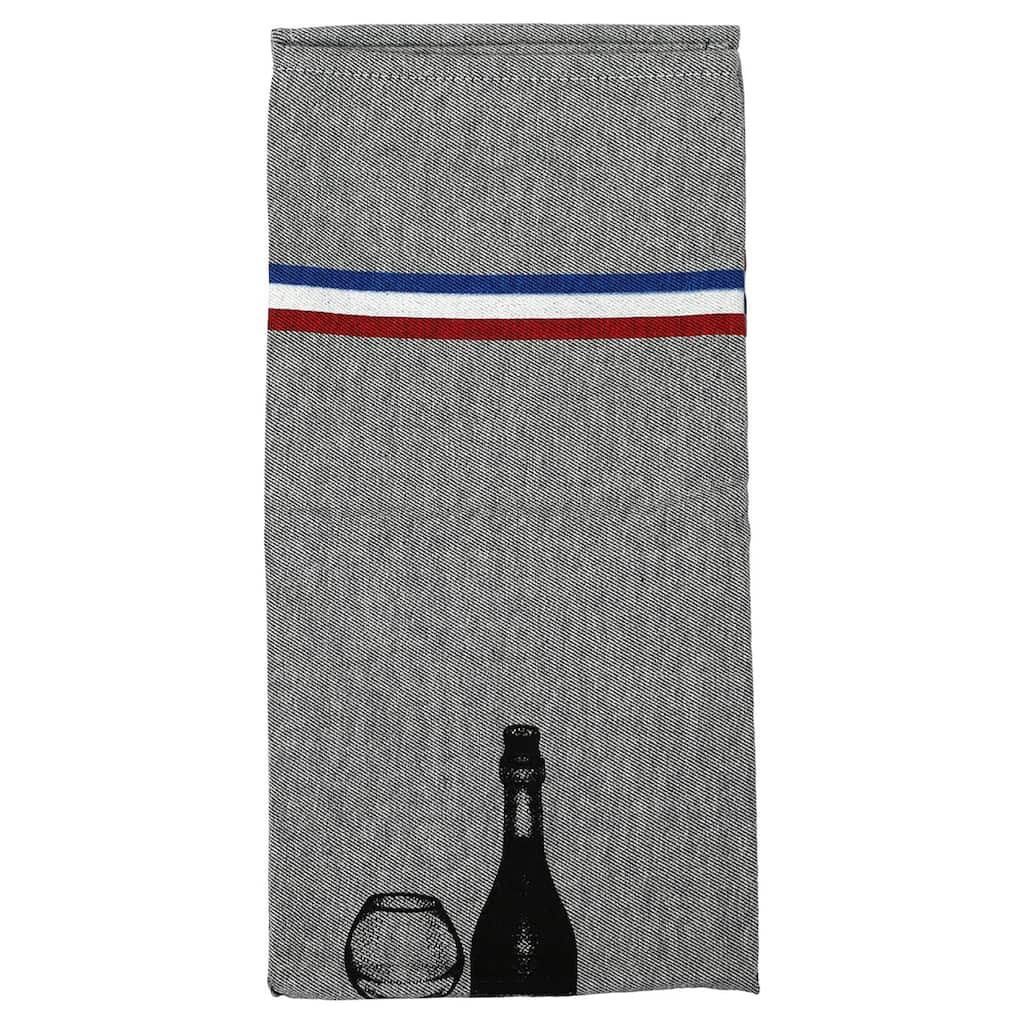 Chef's French Culinary Cotton Kitchen Towel - 28x20 Inch - Wine & Delicacies Design for Gourmet Kitchens - 28"L x 20"W x 0.1"H