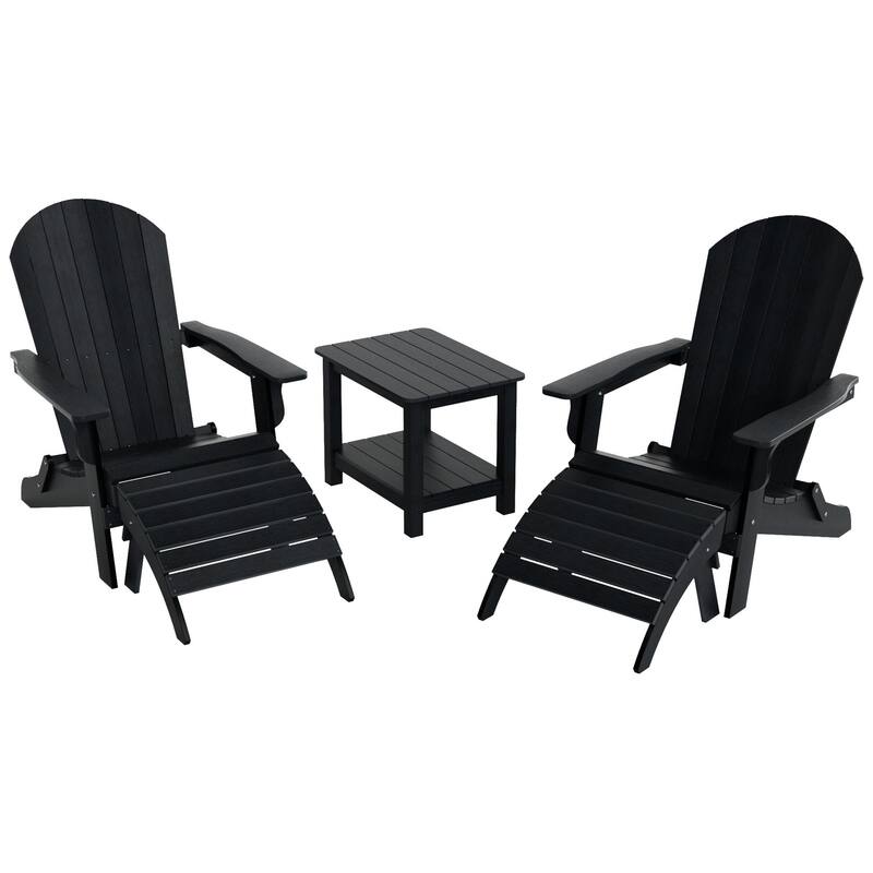 Vineyard HIPS Outdoor Folding Eco-Friendly All Weather Seashell Adirondack Chairs (5-Piece Conversation Set)