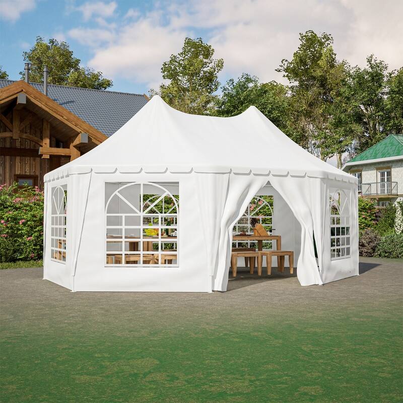 20x15ft Heavy Duty Party Tent for Weddings, Events and Outdoor Gatherings (White) - 238.92”(L) x 175.2”(W) x 141.73”(H)