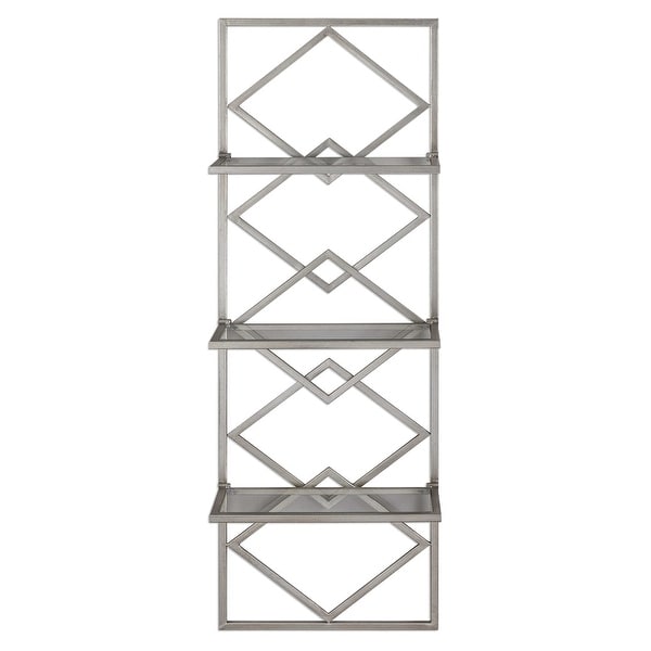 52”Iron Decorative Shelf with 3 Clear Glass Shelving - N/A