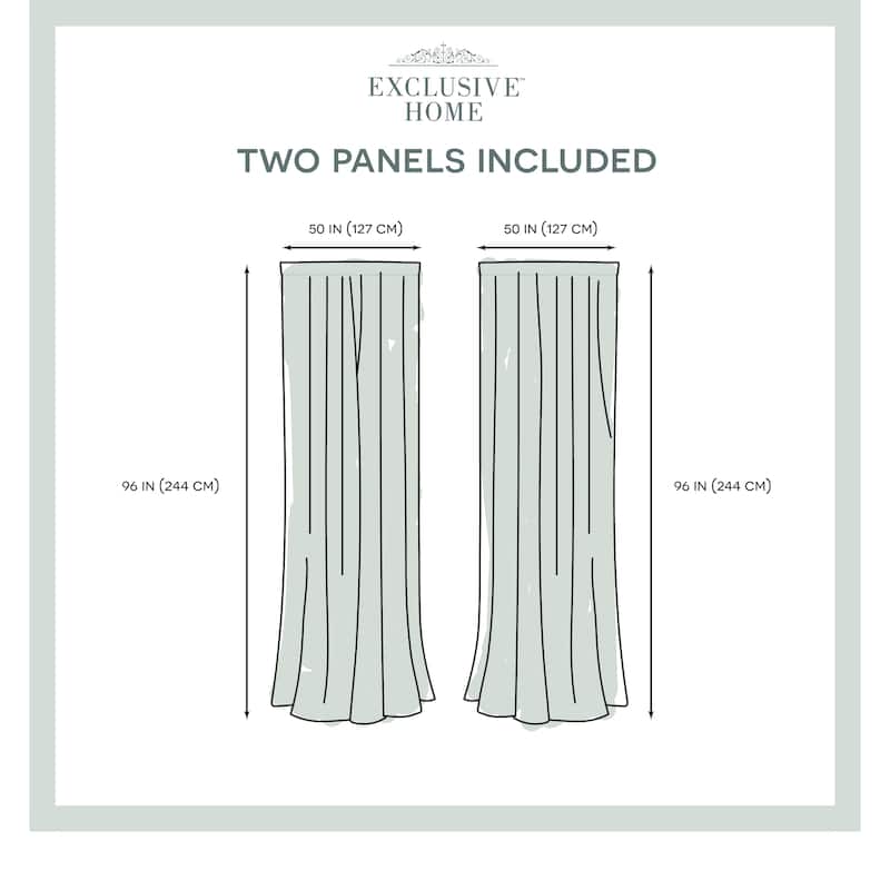 EXCLUSIVE HOME Belgian Textured Linen Look Jacquard Sheer Rod Pocket Curtain Panel Pair