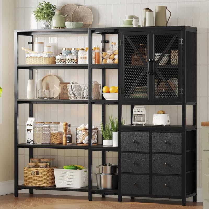 Corner Bookshelf Fabric Drawers Bookcase Display Shelf