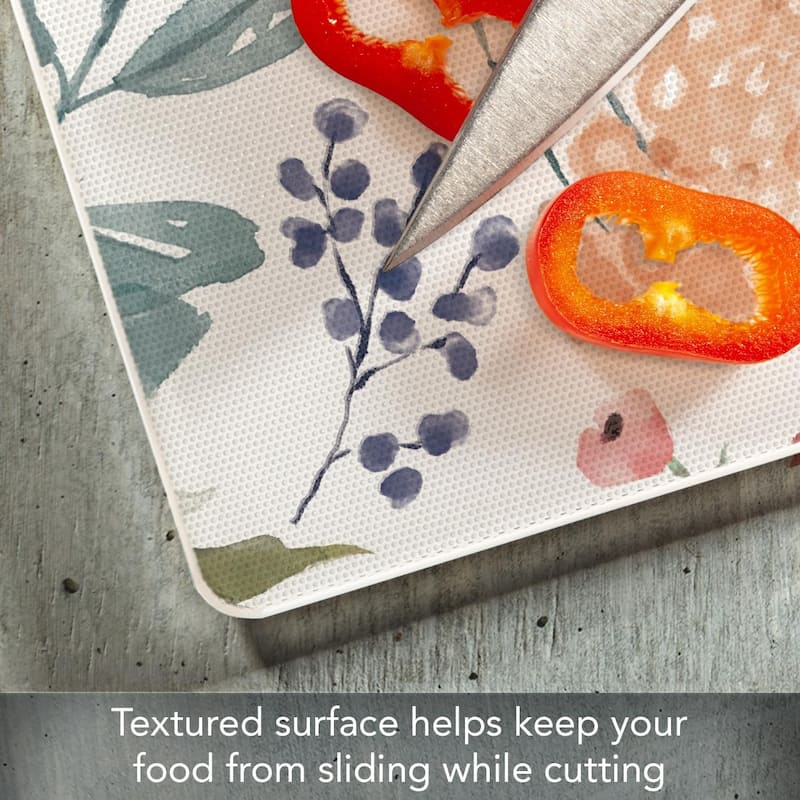 Meadow Floral 3mm Heat Tolerant Tempered Glass Cutting Board 10” x 8” Manufactured in the USA Dishwasher Safe
