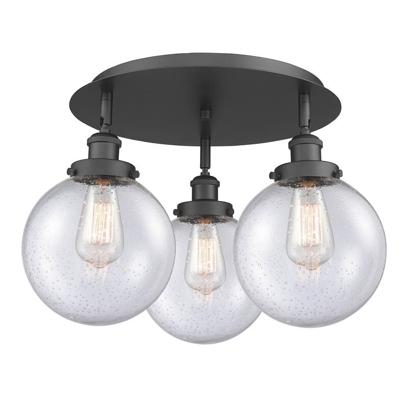 Innovations Lighting Canton - 3 Light 20" Flush Mount - Seedy/Matte Black