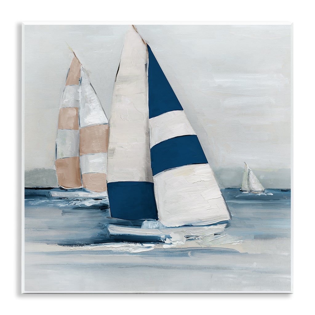 Stupell Striped Sailboat Voyage Wall Plaque Art Design By Sally Swatland