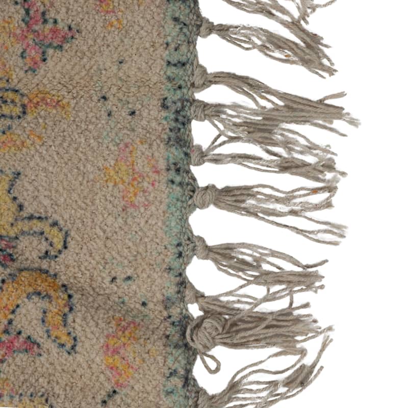 Cotton Chenille Distressed Print Rug with Fringe