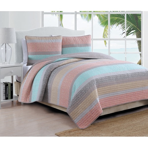 slide 2 of 4, Estate Collection Delray Striped Quilt Set Multi - Twin