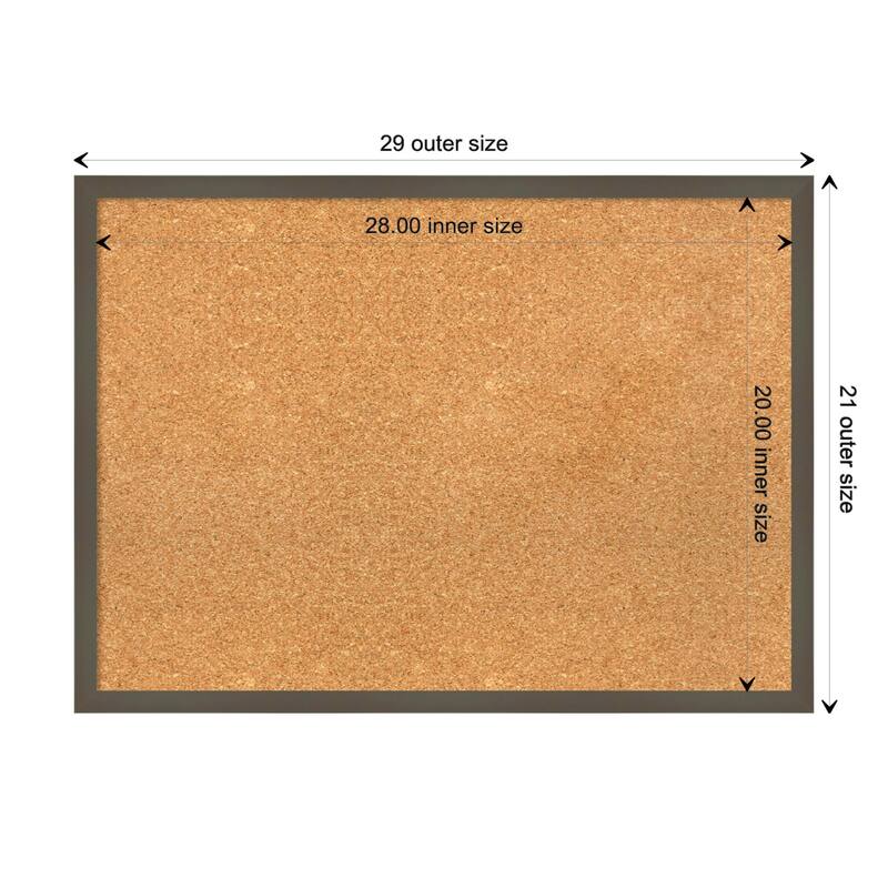 Svelte Wood Framed Natural Corkboard Bulletin Board - Svelte Clay Grey - Board Size 28x20