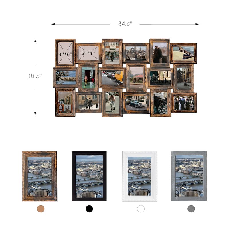 18 Openings Family Photo Frame 4x6 Picture Frame Collage Large for Wall Decor
