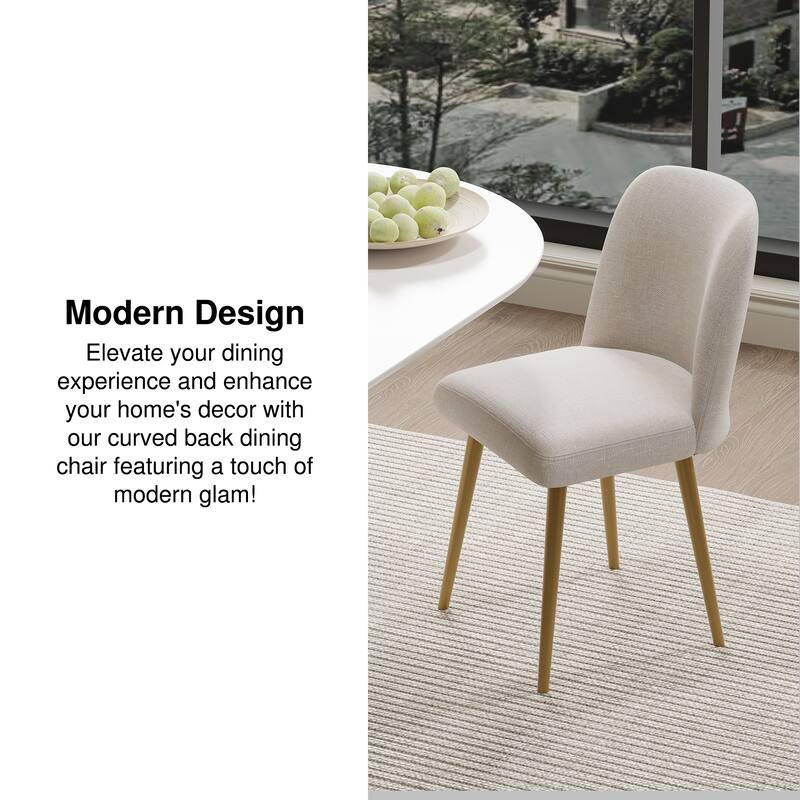 2Pcs Upholstered Dining Chairs Modern Fabric Kitchen Chairs with Padded Seat & Sturdy Metal Legs Side Chairs