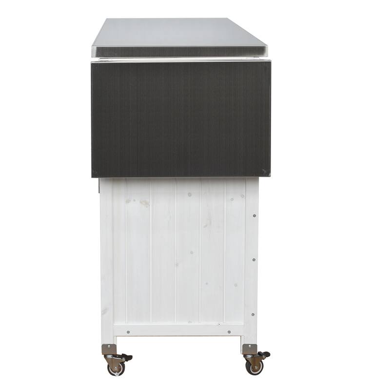 Portable Foldable Outdoor Kitchen Cart with Storage Cabinet and Lockable Wheels