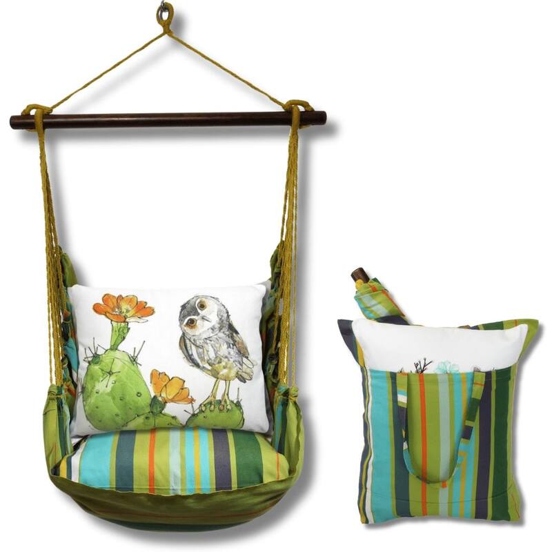 Magnolia Casual Swing Set 4 piece - Citrus Stripe w/ Owl on Prickly Cactus
