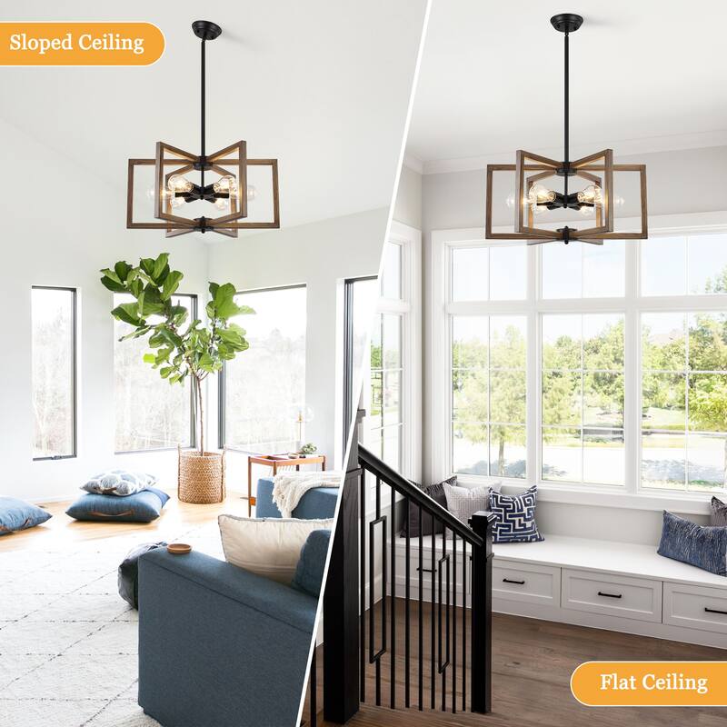 6 Light Simple Modern Chandelier Adjustable Height Light Bulb Not Included