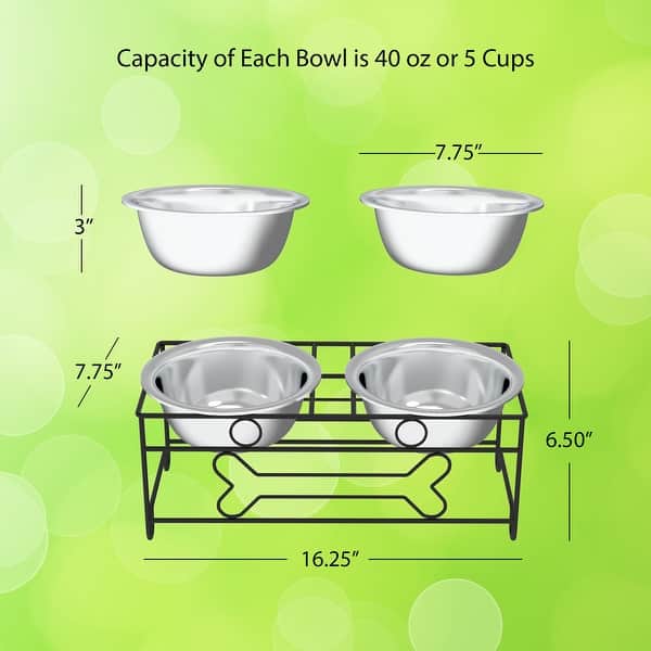 PETMAKER Elevated Dog Bowl Stand with 2 StainlessSteel 40Ounce Bowls