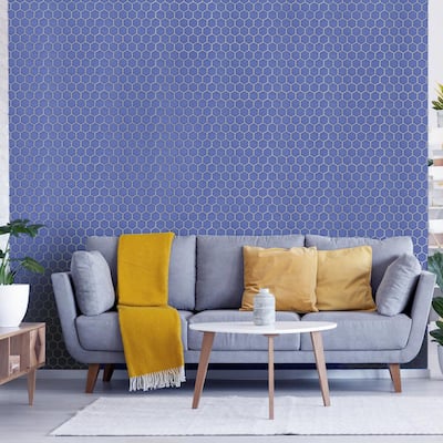 Merola Tile Tribeca 2" Hex Glossy Periwinkle 11-1/8" x 12-5/8" Porcelain Floor and Wall Tile