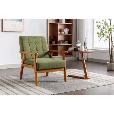 Leisure Chair with Solid Wood Armrest and Feet, Mid-Century Modern Accent Chair, for Living Room Bedroom Studio Chair