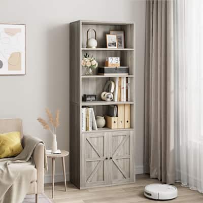 Industrial Tall Bookcases 6 Shelf Display Storage Shelves for Home Office - 11.8"D x 23.62"W x 71.4"H