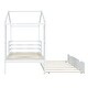 preview thumbnail 9 of 12, White Twin Size Solid Wood House Bed with Trundle, Fence and Writing Board for Kids, Boys and Girls, Bedroom