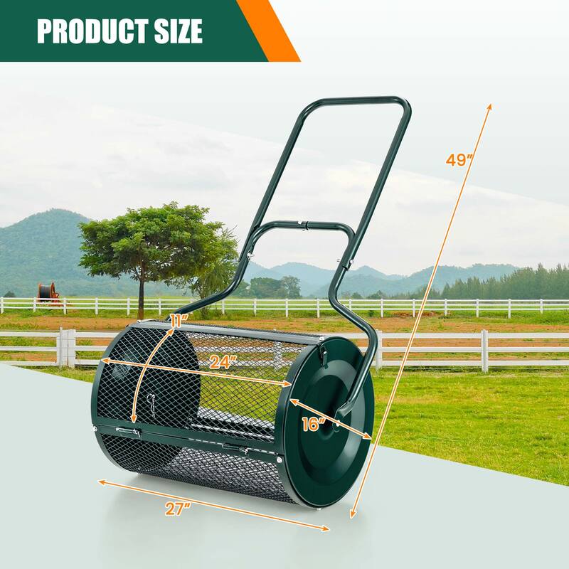 Costway 24" Peat Moss Spreader Compost Spreader with Upgrade Side - See Details