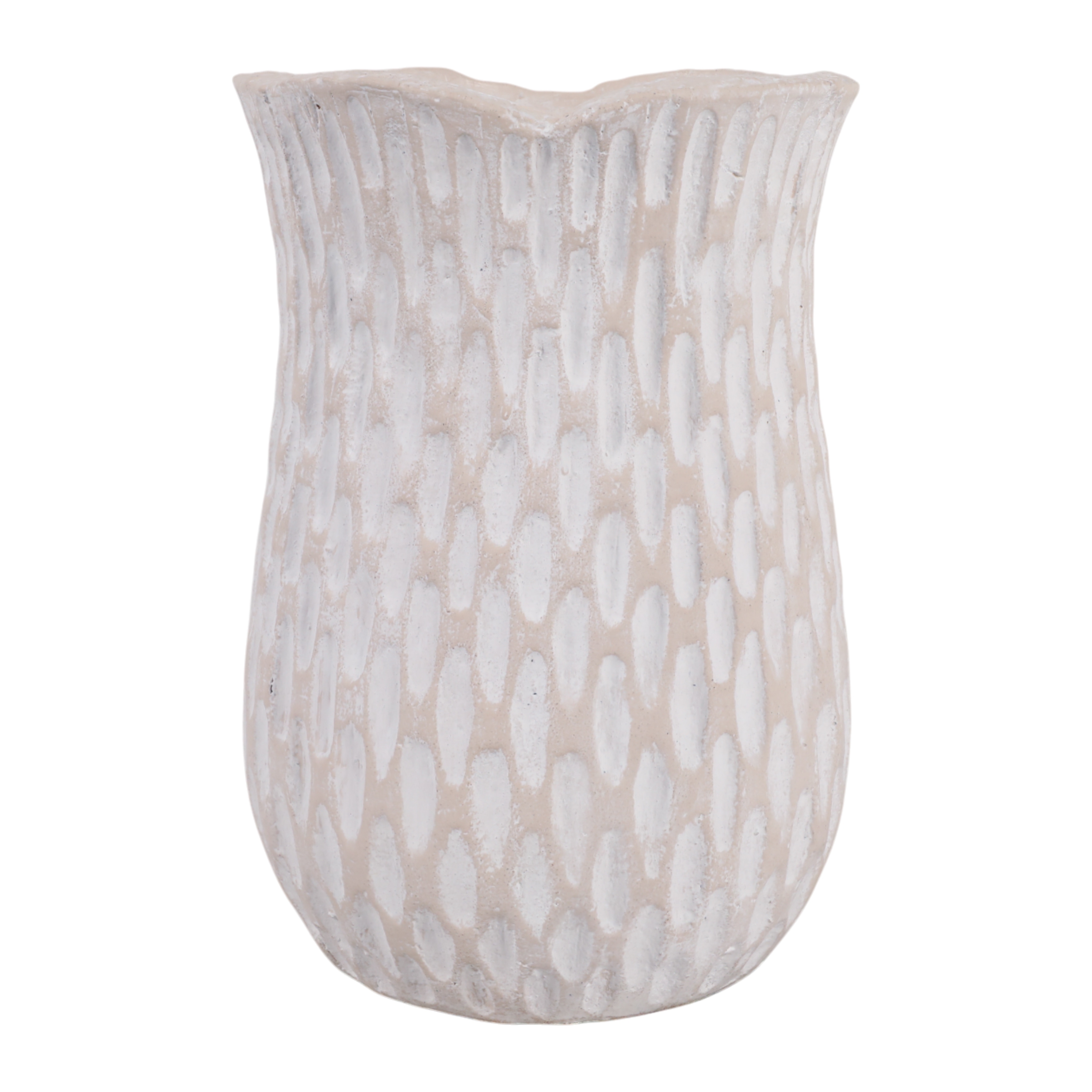 Decorative Vase - Ivory Ceramic Textured Patterned