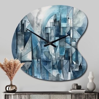 Blue Abstracted Harmonies Of Shape III - Abstract Geometric Wall Clocks ...