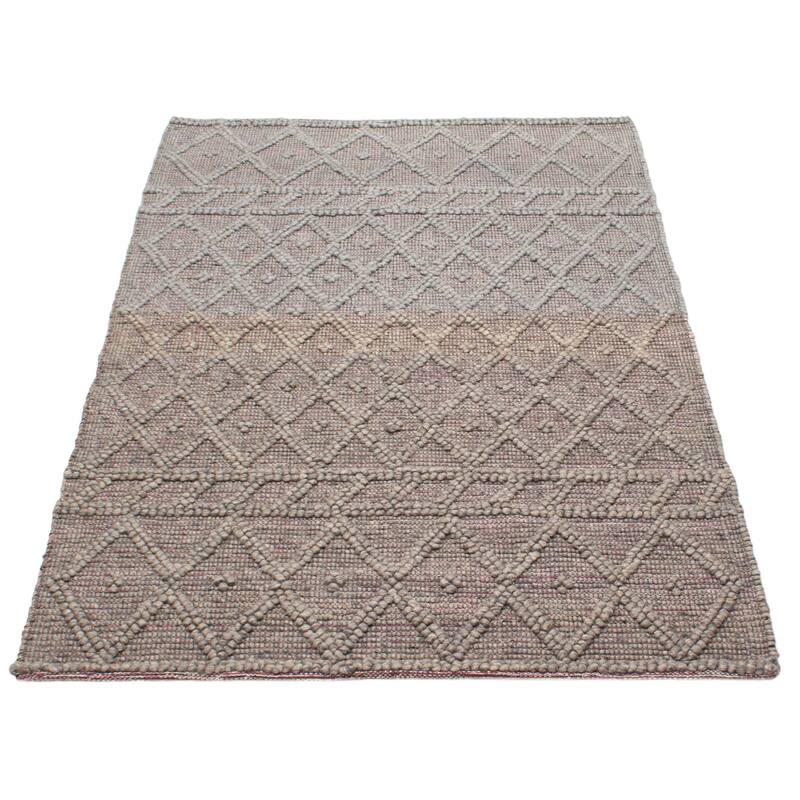 ECARPETGALLERY Braid weave Sienna Grey Wool Rug - 5'2 x 8'0
