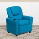 preview thumbnail 84 of 139, Contemporary Kids Recliner with Cup Holder and Headrest Turquoise Vinyl