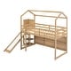 preview thumbnail 7 of 27, Twin Size Wood House Loft Bed with Slide, Storage Shelves, Light, and Climbing Ramp