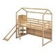 preview thumbnail 7 of 18, Twin Size Wood House Loft Bed with Slide, Storage Shelves, and Adjustable Light