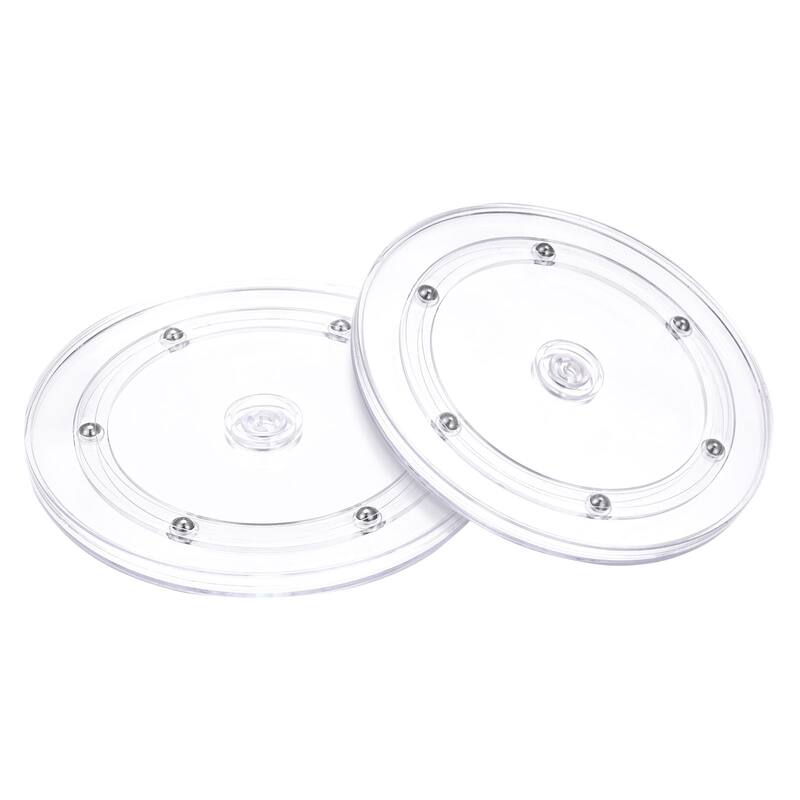 7" Rotating Swivel Stand w Steel Ball Lazy Susan Base Turntable 2Pcs - Clear