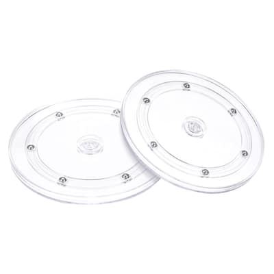7" Rotating Swivel Stand w Steel Ball Lazy Susan Base Turntable 2Pcs - Clear