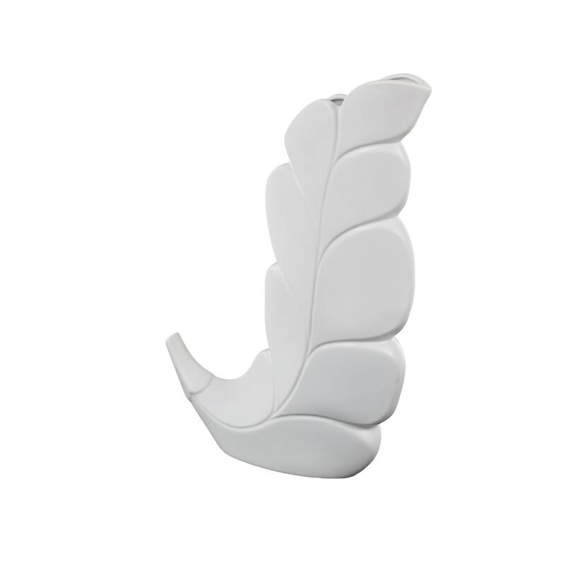 Ceramic Leaf Slanted Decorative Vase - Black or White - Roche River Decor