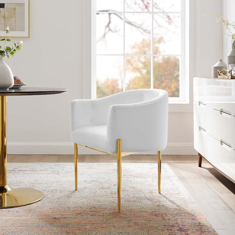 Savour Tufted Performance Velvet Accent Chair - White