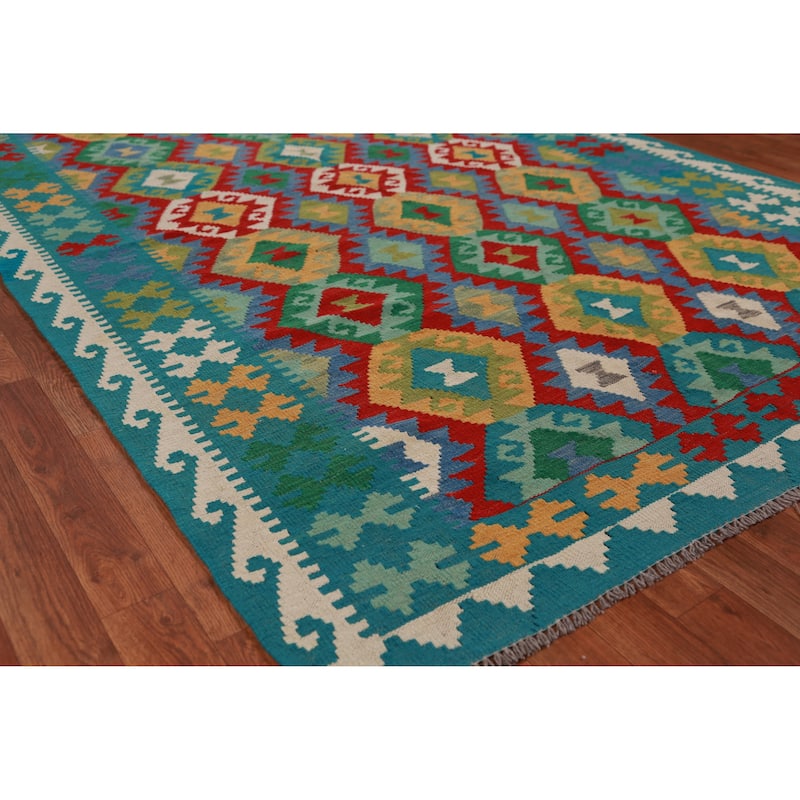 Hand Woven Oriental 100% Wool Carpet Southwestern All-Over Multi-Colored Kilim Area Rug - 8' 2'' X 5' 8''