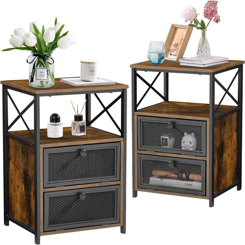 odern Night Stand with Storage Space - Brown