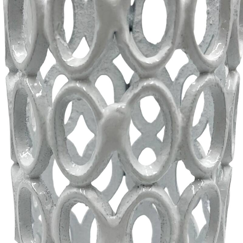 7 Inch Decorative Handmade Aluminum Modern Hollow-Craved Candle holder Set of 2 - 3.75 x 3.75 x 6.5 in