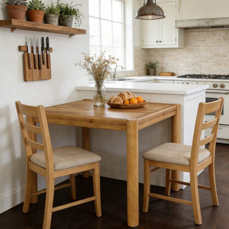 39.37'' Solid Wood Square Dining Table, Small Kitchen Table for 4 - Brown