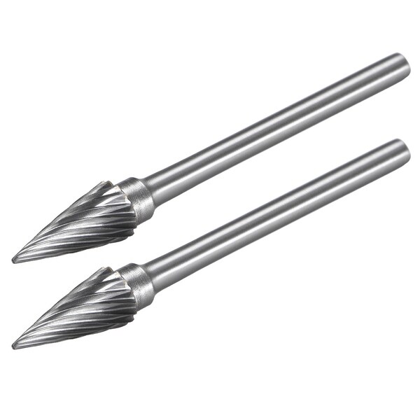 Tungsten Carbide Single Cut Rotary File Pointed Cone Shape w 1/8 Inch Shank 2pcs - Pointed Cone Shape - 1/8"x1/4" 2pcs