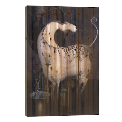 The Horned White Print On Wood by Bill Carman - Multi-Color