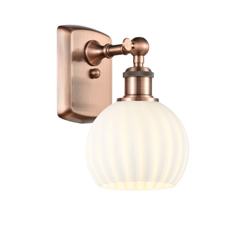 Innovations Lighting 516-1W-9-6 White Venetian Sconce White Venetian - Antique Copper / White Venetian
