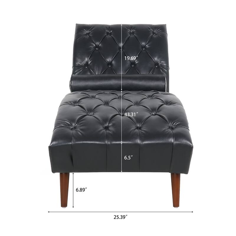 Christopher Knight Home - Arlo Upholstered Chaise Lounge with Rolling Pillow and Birch Legs