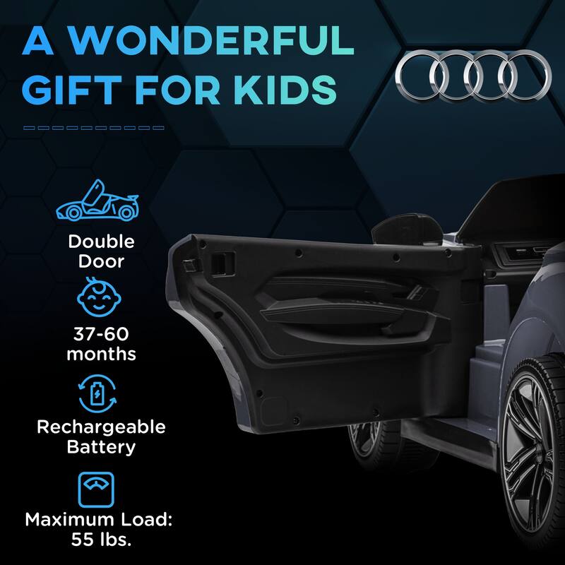 12V Licensed Audi RS E-Tron GT Kids Ride-On Car with Remote Control, Music, Lights, and Safety Features