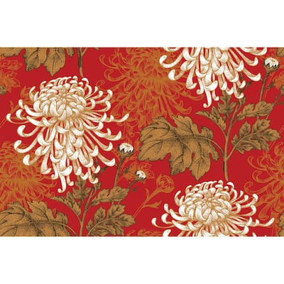 Red Spider Floral Removable Wallpaper 24''w x 10'L - 10'ft H x 24''inch W