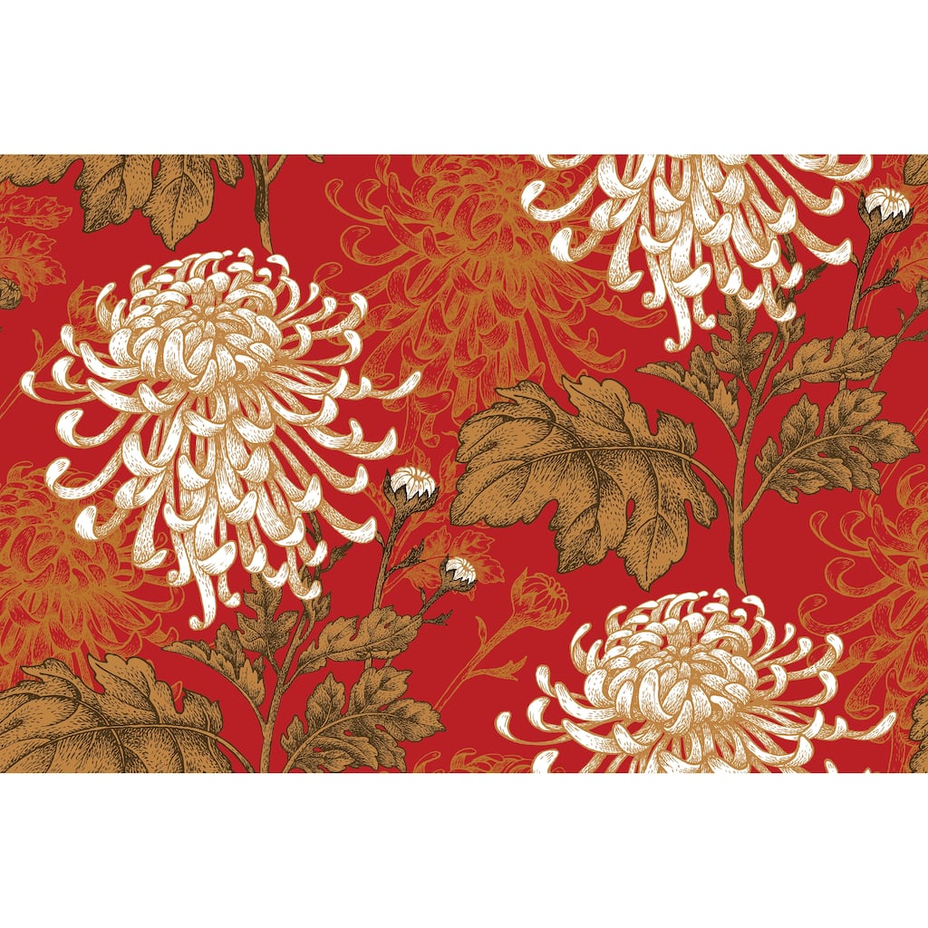 Red Spider Floral Removable Wallpaper 24''w x 10'L - 10'ft H x 24''inch W