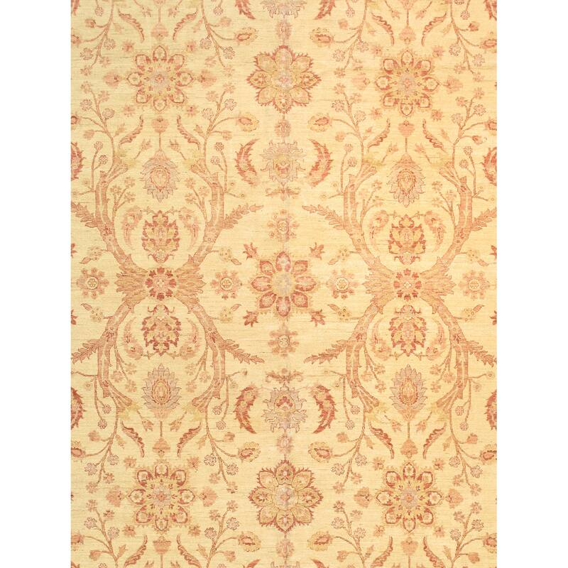 Pasargad Home Ferehan Hand-Knotted Beige Wool Area Rug