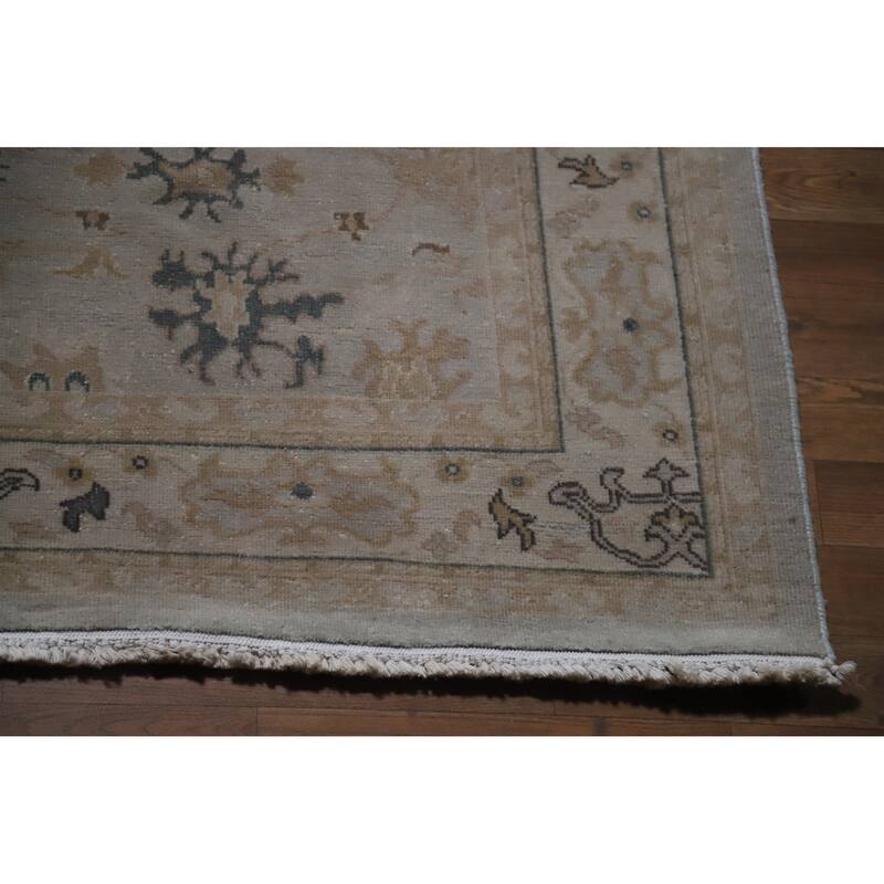 Hand Knotted Oriental 100% Wool Carpet Transitional Floral Greys & Charcoal Oushak Area Rug - 6' 0'' X 5' 1''