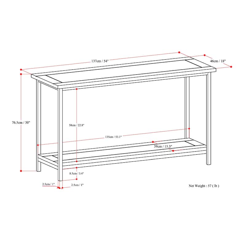 WYNDENHALL Rhonda SOLID MANGO WOOD and Metal 54 inch Wide Industrial Console Sofa Table - 54 W x 18 D x 30 H